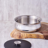 Designer Silver Stainless Steel Bowl With Lid - 950ml, Doubly Series | Multi-Purpose Double Wall Bowl - Gloss Mirror Mixing Serving Bowl | Serve Ware & Tableware - Dishwasher Safe